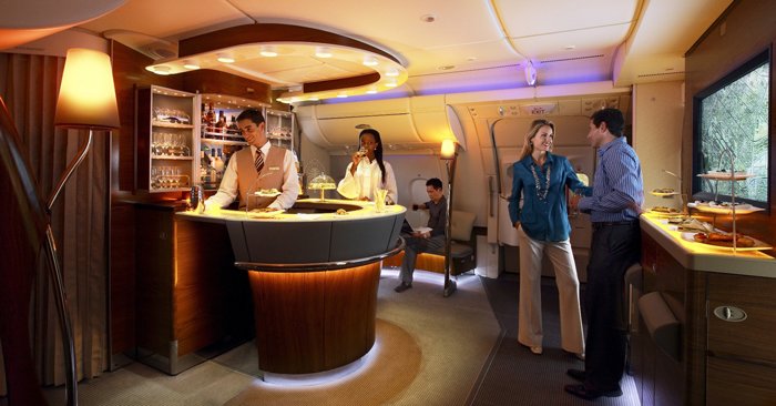 A380 Emirates onboard lounge