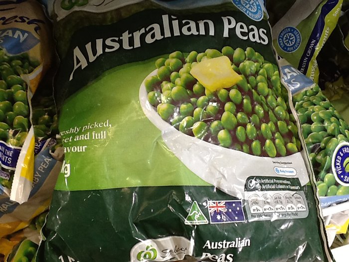 Is shopping for Australian Aussie products more expensive frozen peas